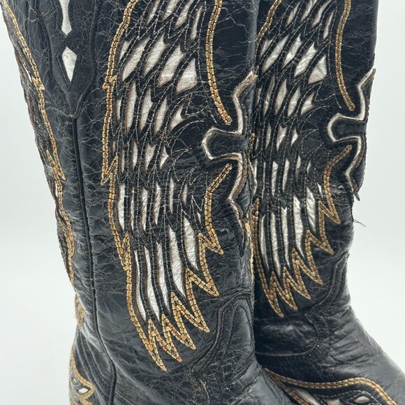 Corral Vintage Mens 10M Cowboy Boots Square Toe Western Embroidered Wings Cross - Picture 10 of 12